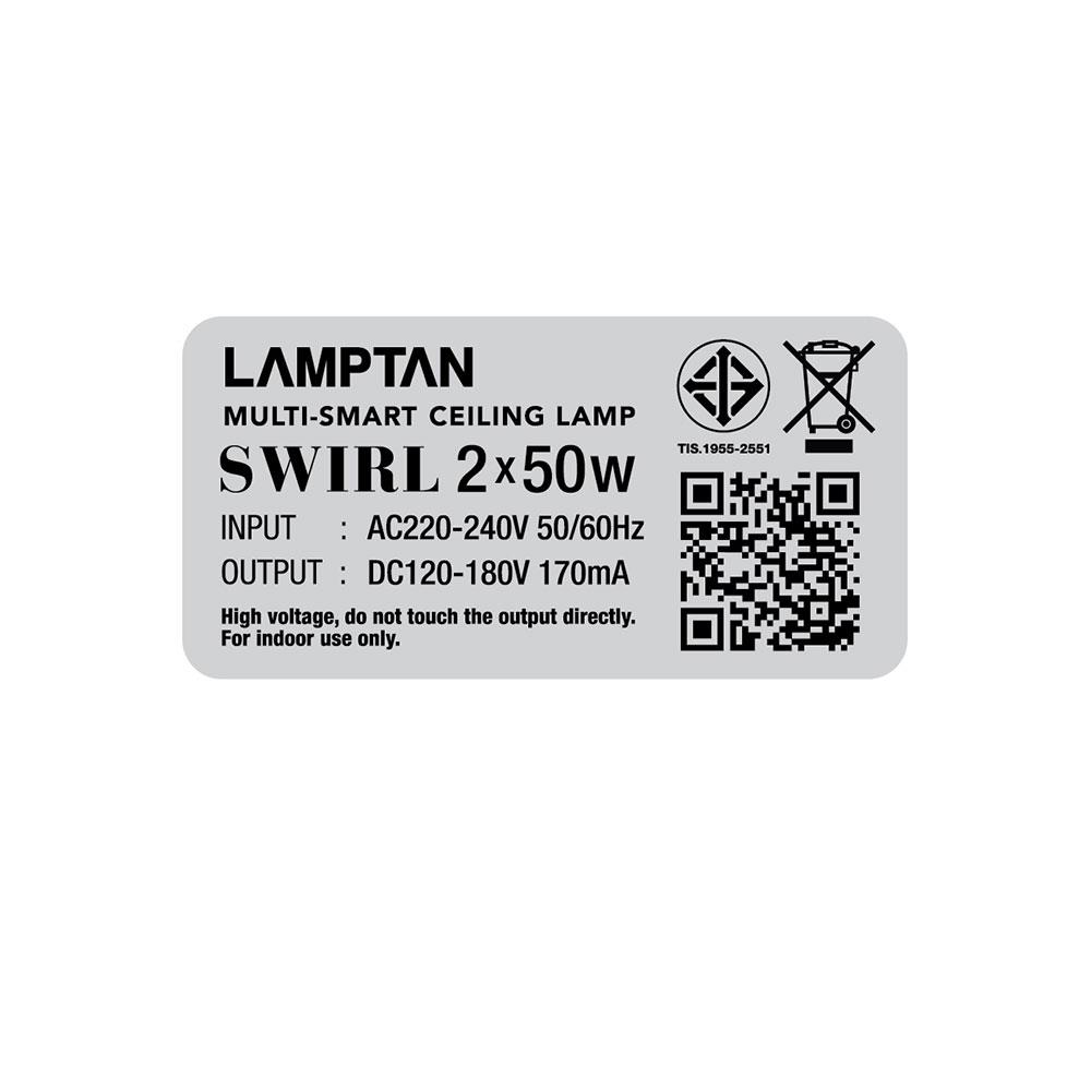 ไฟเพดาน LED LAMPTAN MULTI SWIRL 22 นิ้ว 2X50 วัตต์ DAYLIGHT/COOL WHITE/WARM WHITE สีขาว