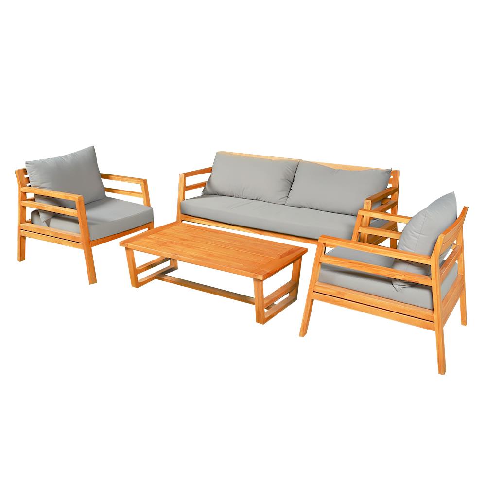 ชุดสนามไม้สัก 4 ที่นั่ง SPRING LATANA สีเทา