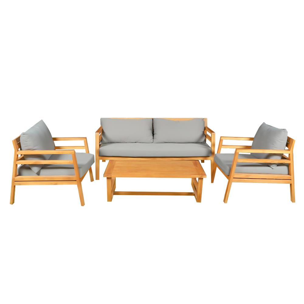 ชุดสนามไม้สัก 4 ที่นั่ง SPRING LATANA สีเทา