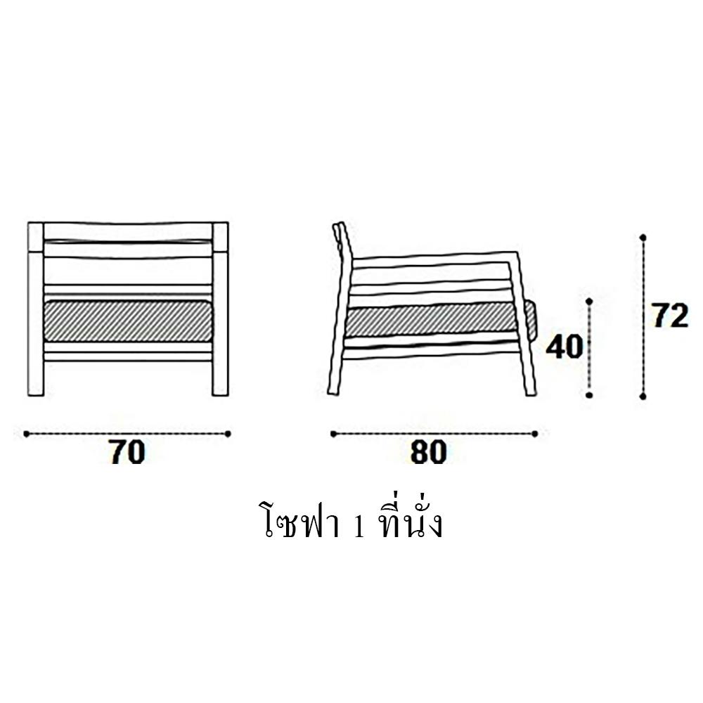 ชุดสนามไม้สัก 4 ที่นั่ง SPRING LATANA สีเทา