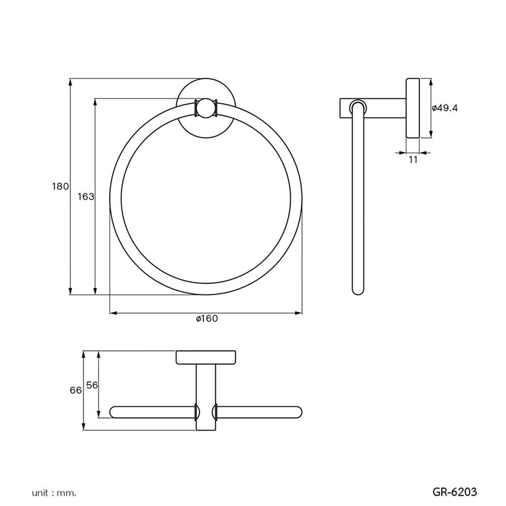ห่วงแขวนผ้า WS GR-6203 สเตนเลส