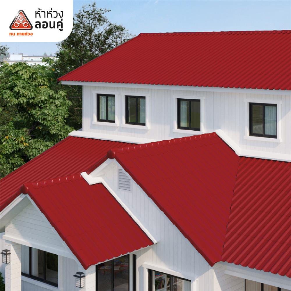 ครอบสันหลังคา ตราห้าห่วง 23x50x13 ซม. สีแดงอาทิตย์