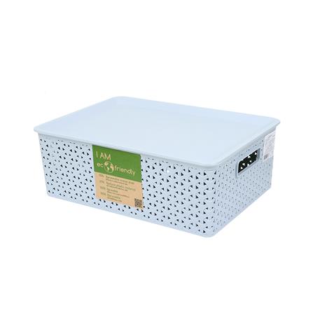 ตะกร้าเหลี่ยมมีฝา PLIM FRIENDLY ขนาด M ฟ้า_0