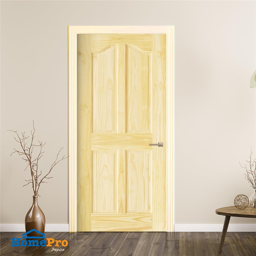 ประตูไม้สนนิวซีแลนด์ AZLE ECO EZERO 9 80X200 ซม. สีธรรมชาติ ไม่เจาะลูกบิด