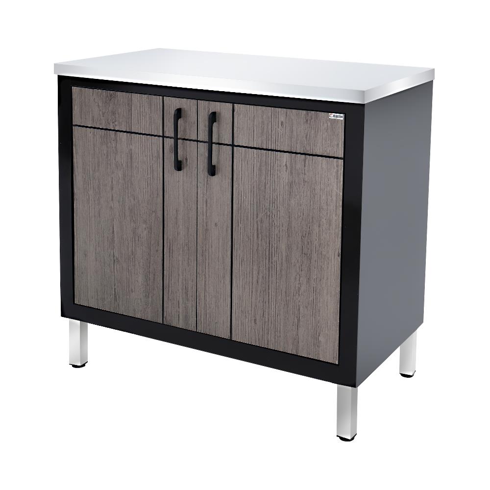 ตู้ตั้งพื้นท็อปเรียบ CABIN CHIC 90x85 ซม. สี GRAY OAK