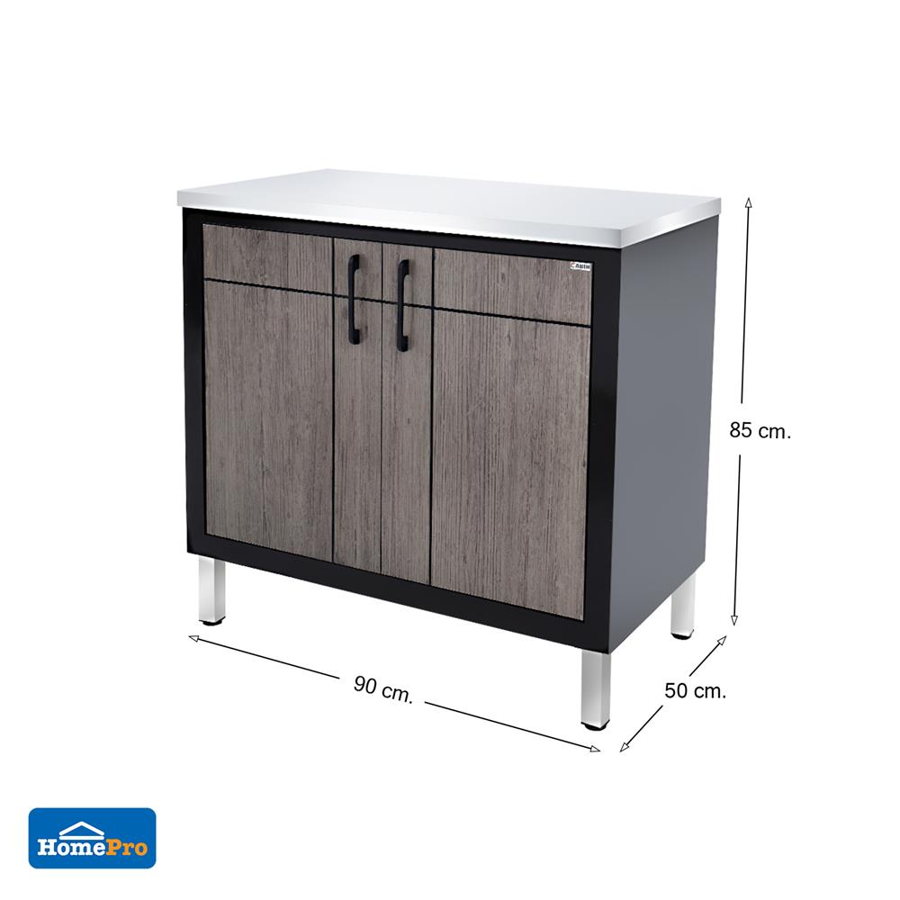 ตู้ตั้งพื้นท็อปเรียบ CABIN CHIC 90x85 ซม. สี GRAY OAK