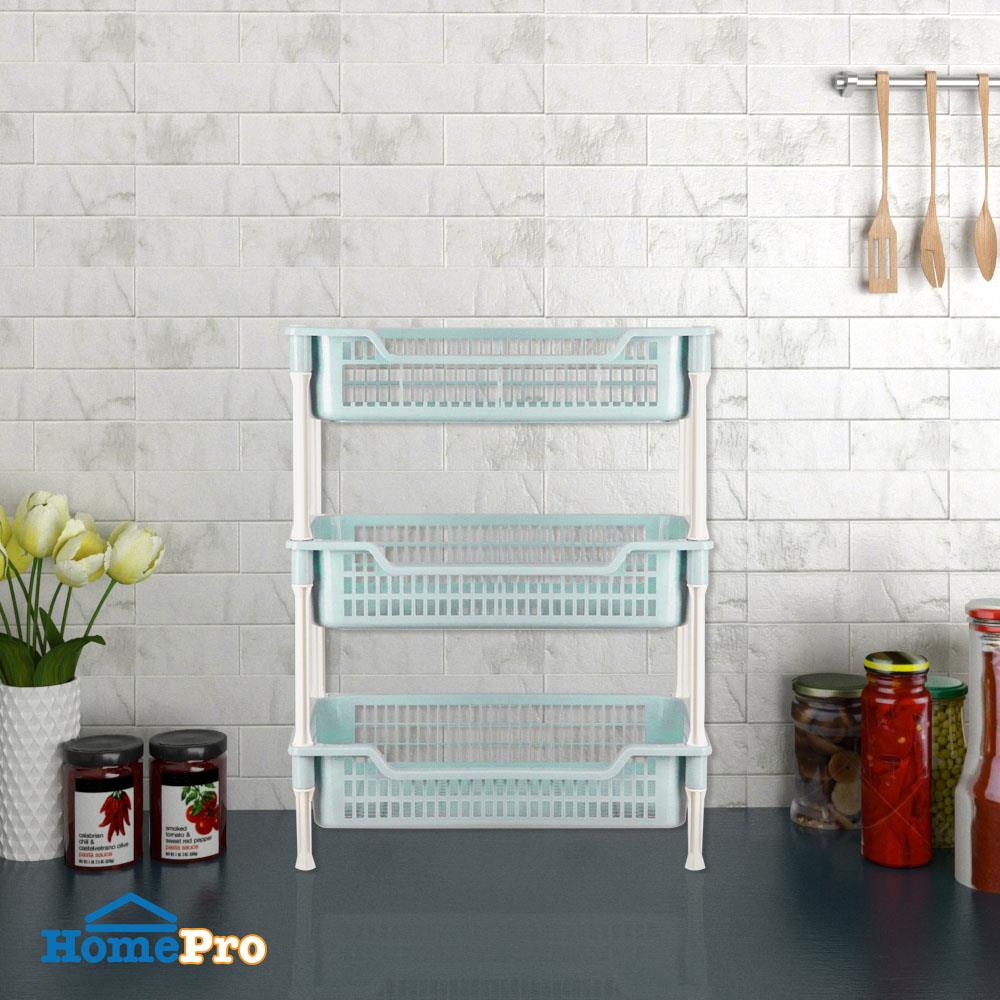 ชั้นวางของพลาสติก 3 ชั้น API ECO FRIENDLY สีเขียว