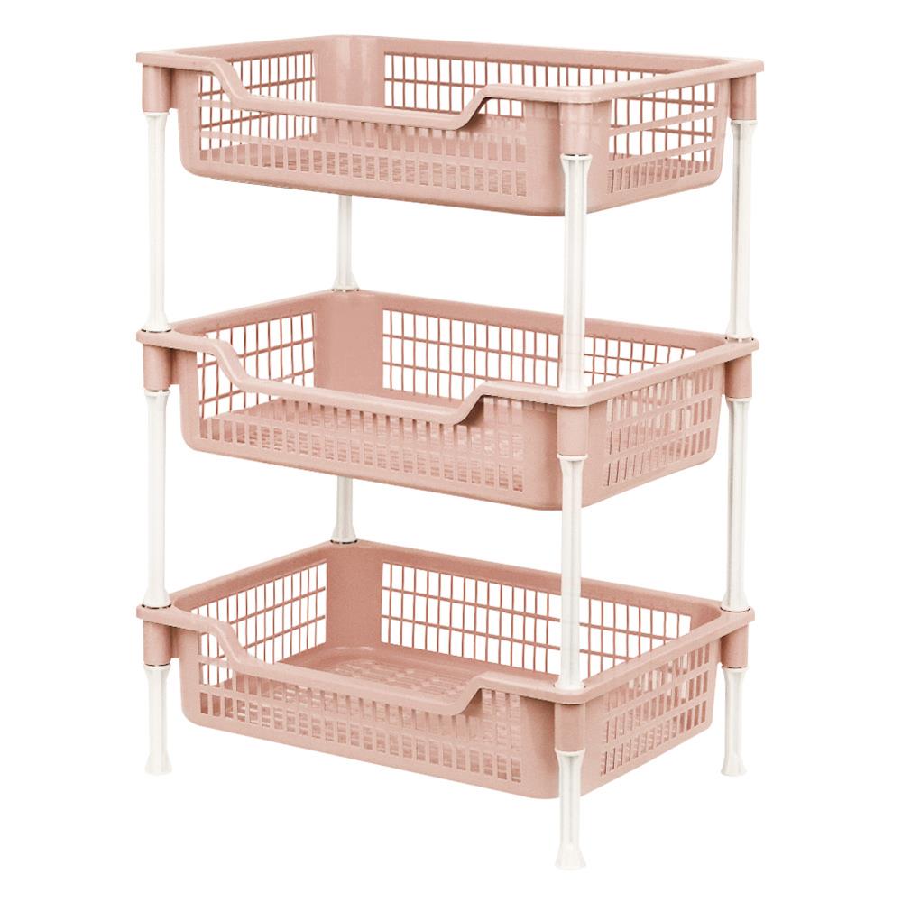 ชั้นวางของพลาสติก 3 ชั้น API ECO FRIENDLY สีชมพู