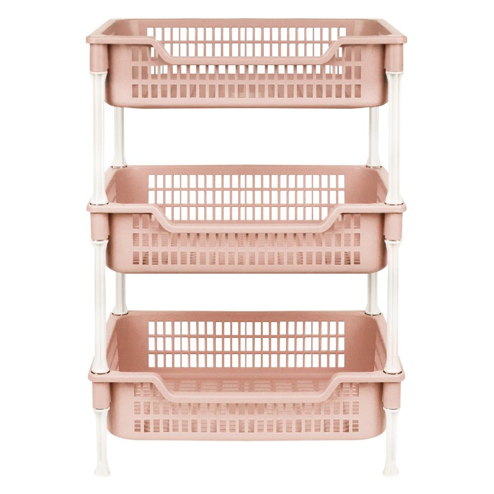 ชั้นวางของพลาสติก 3 ชั้น API ECO FRIENDLY สีชมพู
