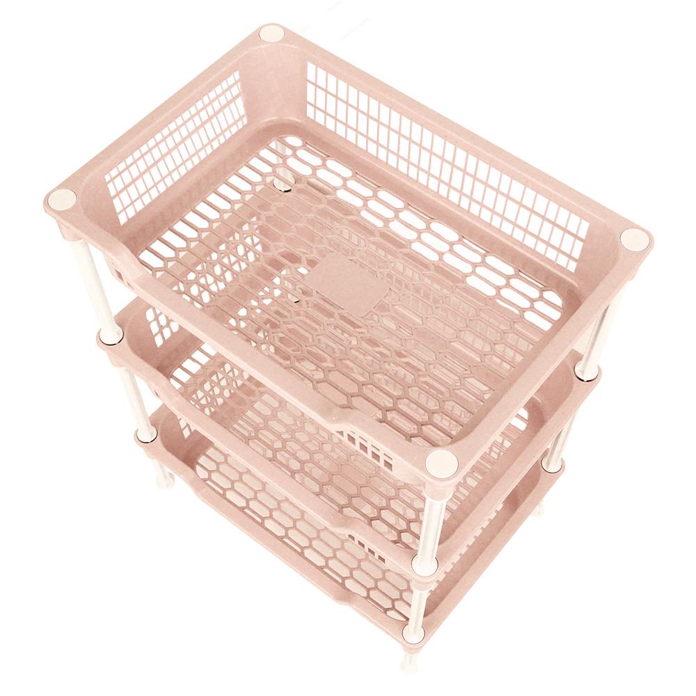 ชั้นวางของพลาสติก 3 ชั้น API ECO FRIENDLY สีชมพู