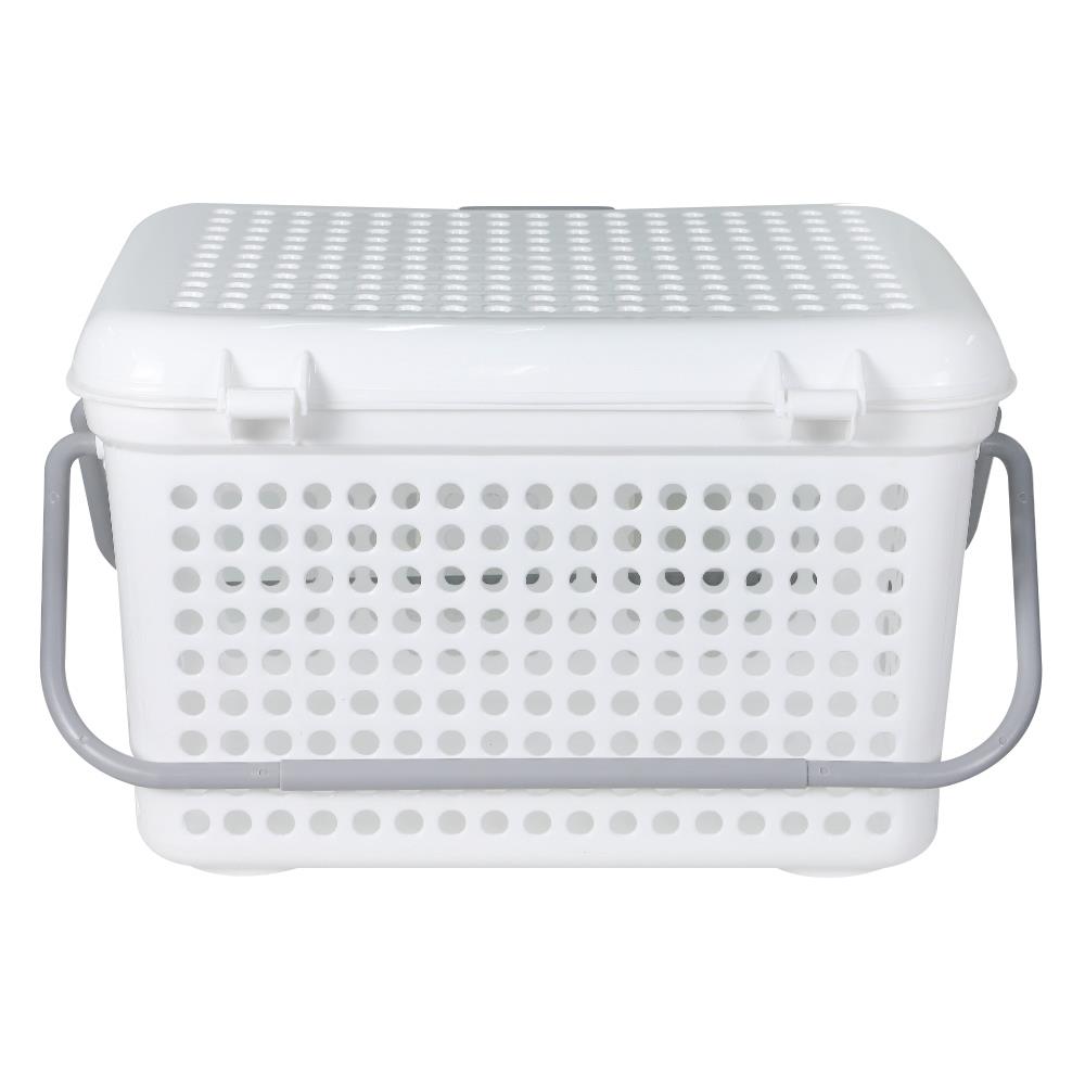 ตะกร้าผ้าเหลี่ยมมีฝาหูหิ้ว PLIM 2540 SIZE M สีขาว