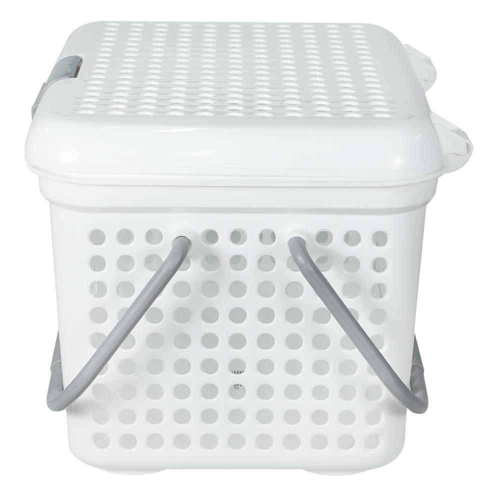 ตะกร้าผ้าเหลี่ยมมีฝาหูหิ้ว PLIM 2540 SIZE M สีขาว