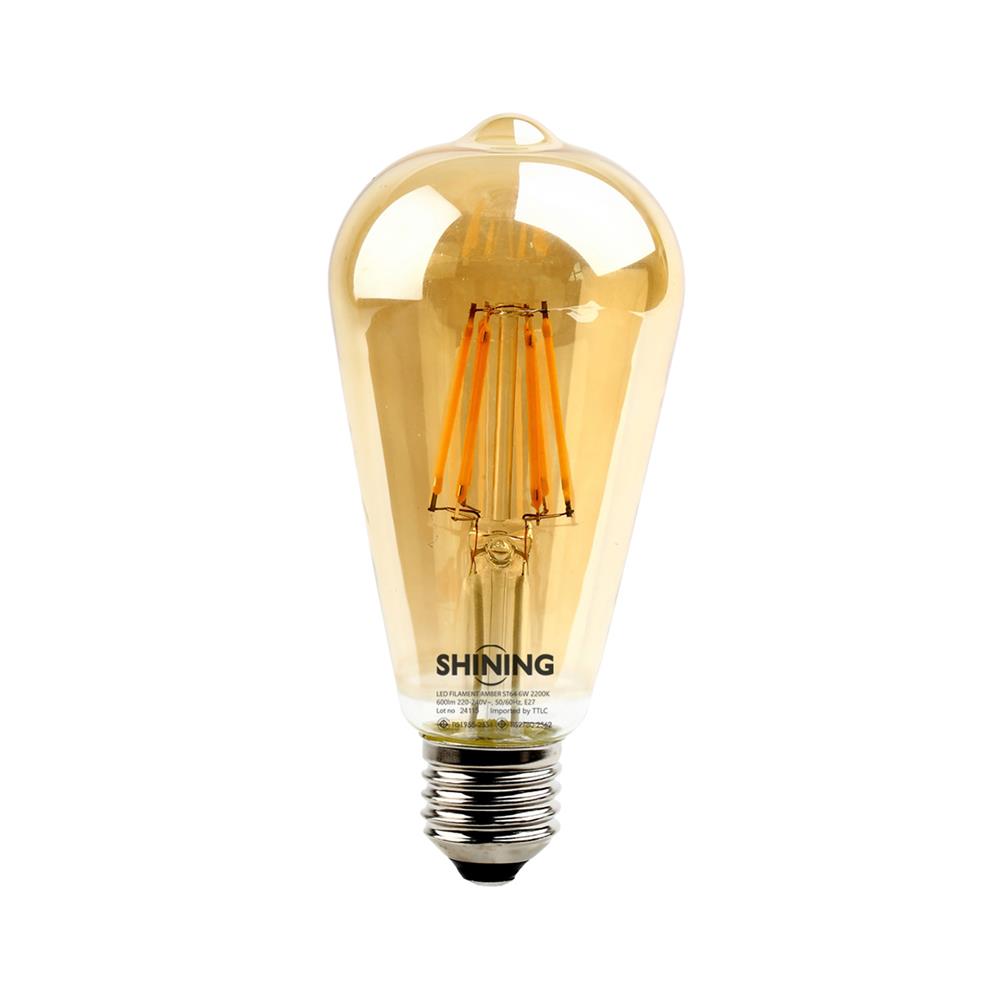 หลอด LED SHINING ST64 FILA AMBER 6 วัตต์ WARM WHITE E27