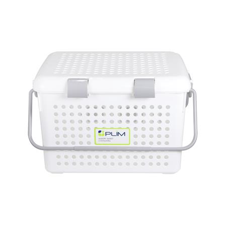 ตะกร้าผ้าเหลี่ยมมีฝาหูหิ้ว PLIM 2550 SIZE L สีขาว_1