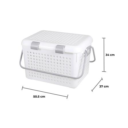 ตะกร้าผ้าเหลี่ยมมีฝาหูหิ้ว PLIM 2550 SIZE L สีขาว_3