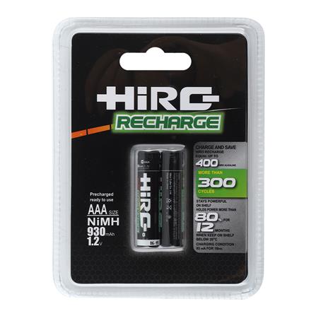 ถ่านชาร์จ HIRO AAA  แพ็ค 2 ก้อน สีดำ_0