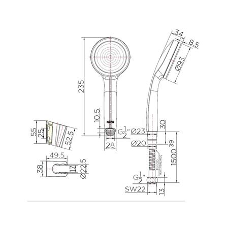 ชุดฝักบัวสายอ่อน 1 ระดับ KARAT FAUCET รุ่น KS-39-231-50 สีโครม_2