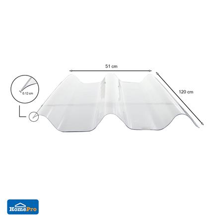 แผ่นโปร่งแสง ลอนคู่ ผิวเรียบ SUNSHIELD 1.2 มม. 0.51X1.2 ม. สีใส_3