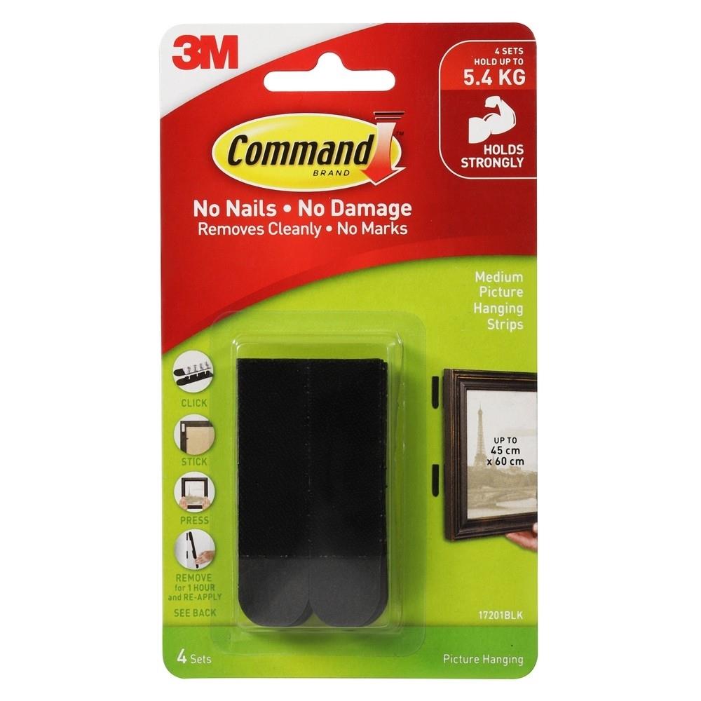 เทปหนามเตยติดกรอบรูปสั้น 8 ชิ้น 17201 สีดำ