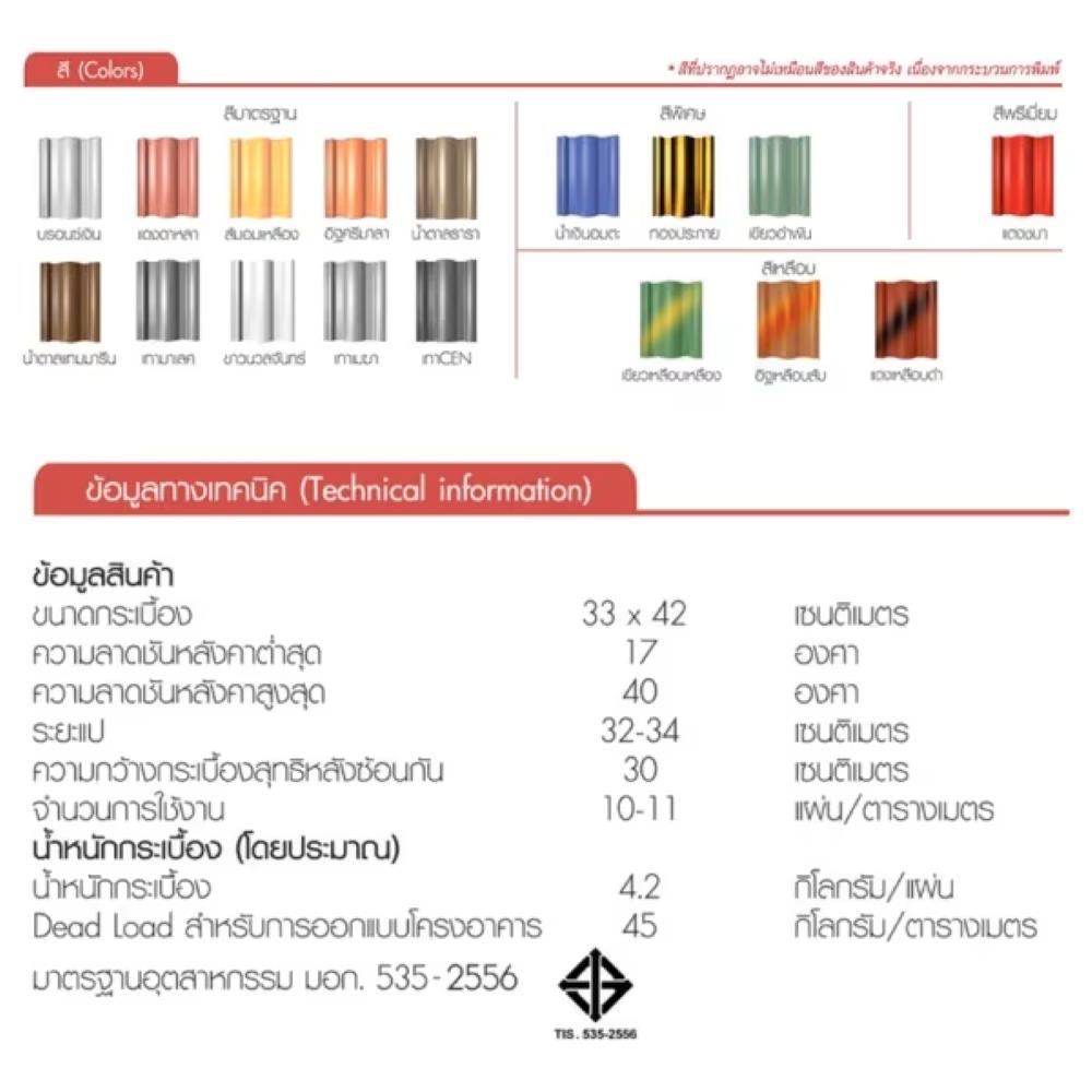 กระเบื้องหลังคาคอนกรีต TPI UTOPIA 33x42 ซม. สีแดงดาหลา