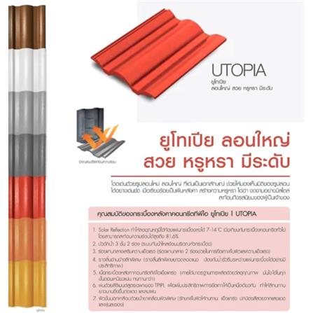 กระเบื้องหลังคาคอนกรีต TPI UTOPIA 33x42 ซม. สีแดงดาหลา_2