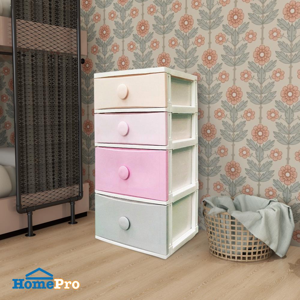 ตู้ลิ้นชัก 4 ชั้น มีล้อ STACKO 56x45x105 ซม. หลากสี