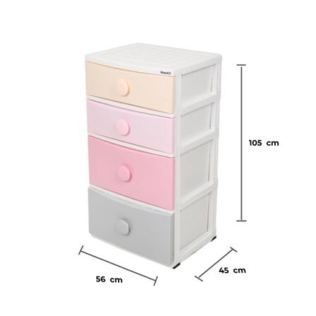 ตู้ลิ้นชัก 4 ชั้น มีล้อ STACKO 56x45x105 ซม. หลากสี_6