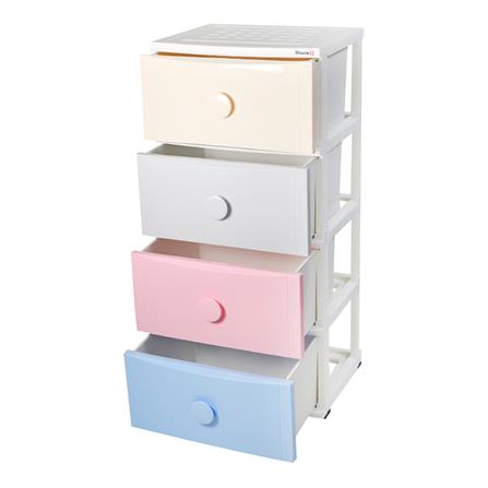 ตู้ลิ้นชัก 4 ชั้น มีล้อ STACKO C15 56x45x125 ซม. สีพาสเทล_2