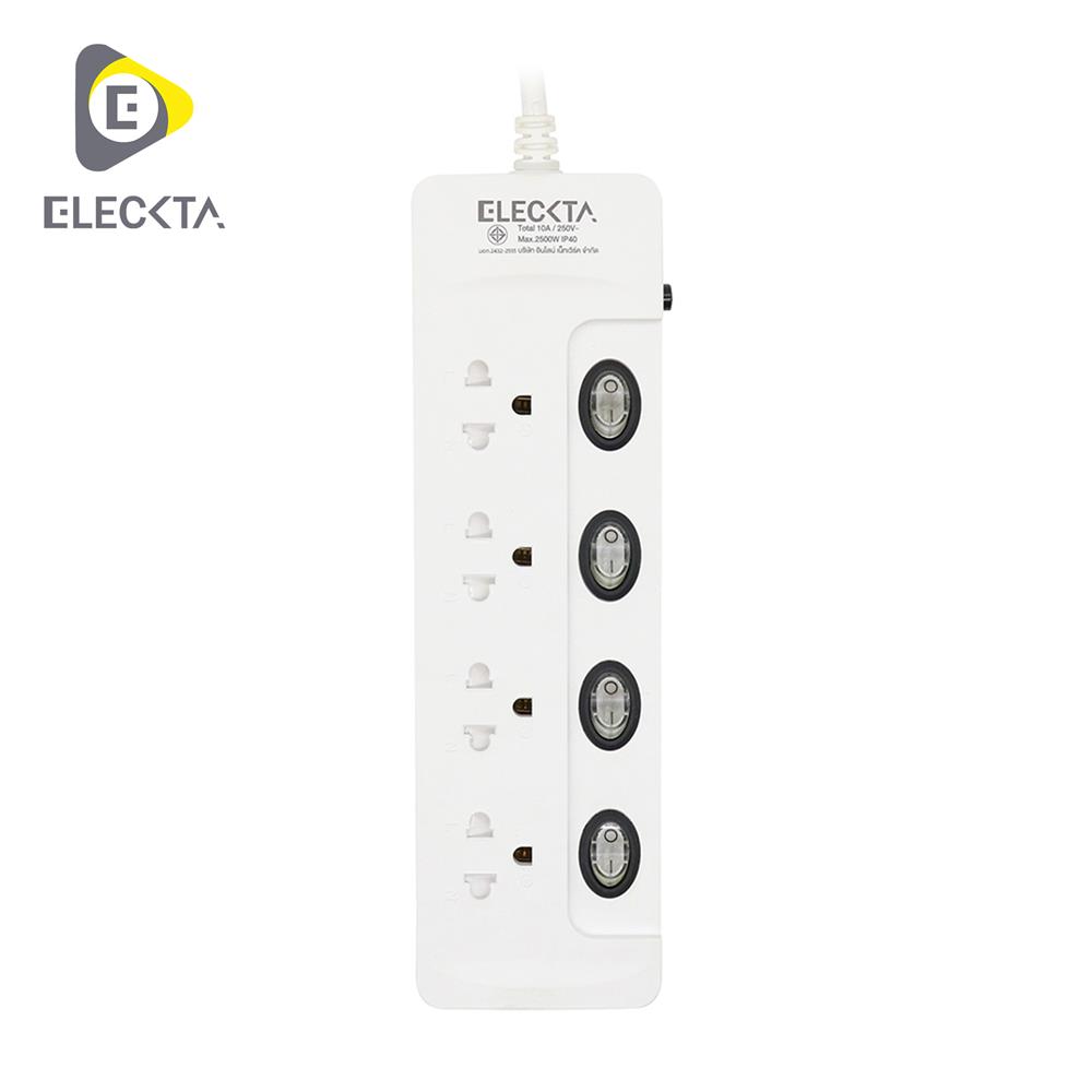 รางปลั๊กไฟ 4 ช่อง 4 สวิตช์ ELECKTA ET443M-SCL 3 ม.