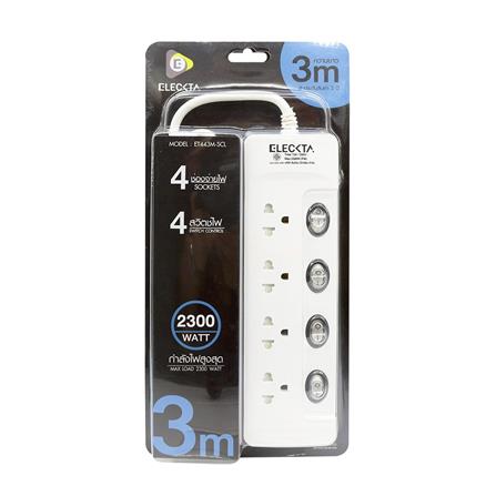 รางปลั๊กไฟ 4 ช่อง 4 สวิตช์ ELECKTA ET443M-SCL 3 ม._2