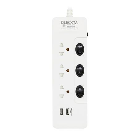 รางปลั๊กไฟ 3 ช่อง 3 สวิตช์ 2 USB ELECKTA ET332U1M-BK 1 ม._0