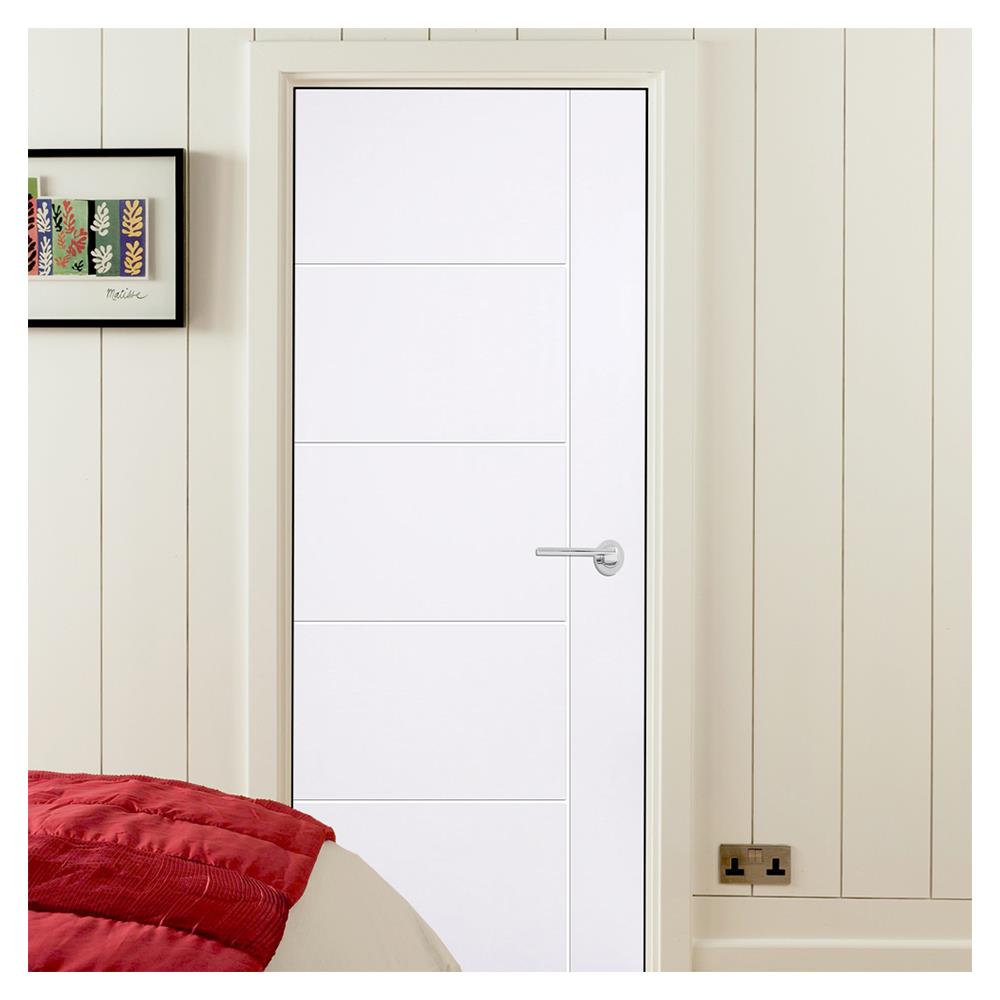 ประตูภายนอก UPVC AZLE MD6 VACUMM 80X200 ซม. สีขาว เจาะลูกบิด