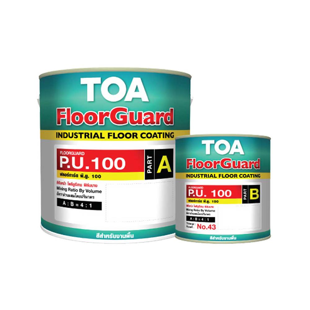 สีงานอุตสาหกรรม TOA FLOORGUARD P.U. 100 PART A+B #6002 สีเขียว 1 แกลลอน