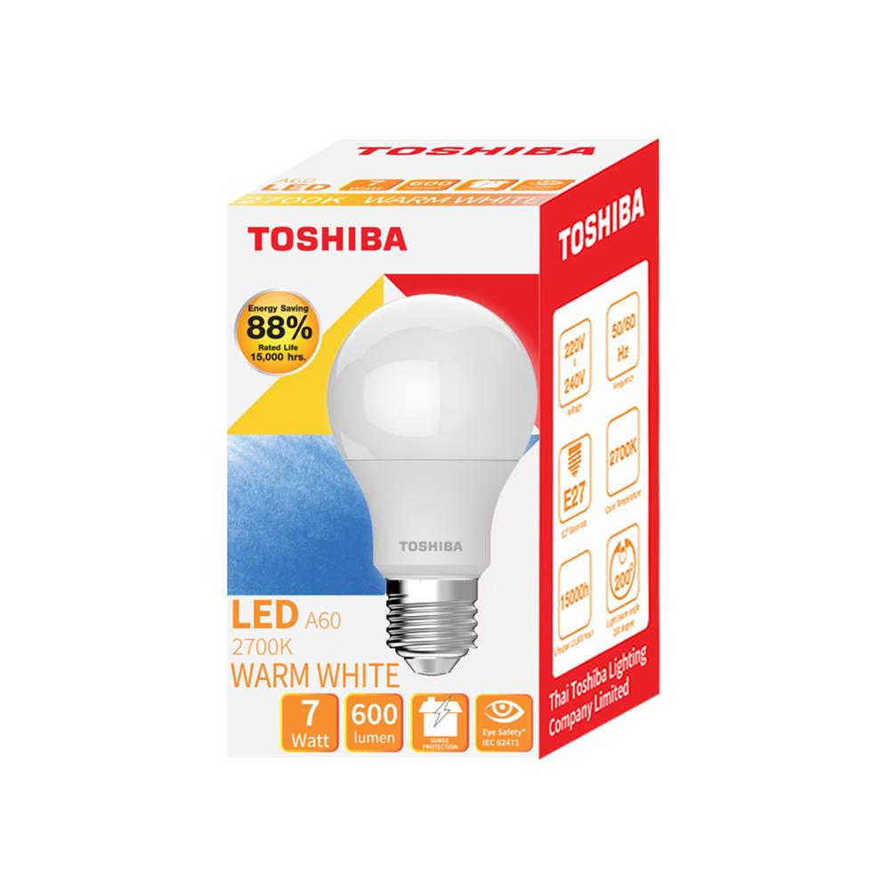 หลอด LED TOSHIBA A60 G7 7 วัตต์ WARM WHITE E27