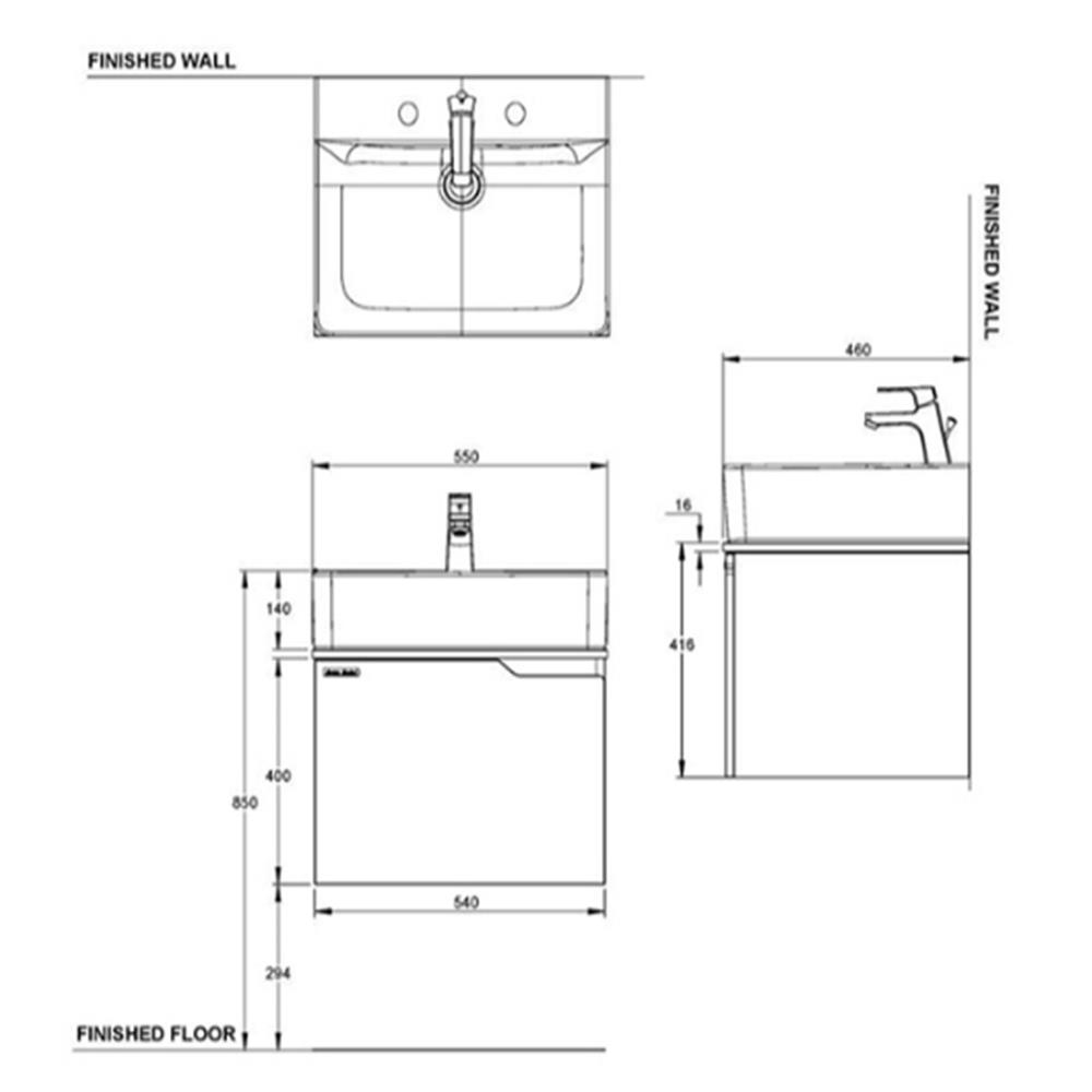 เคาน์เตอร์ติดผนัง AMERICAN STANDARD CLBF550-CBAF สีคอมบิบราวน์