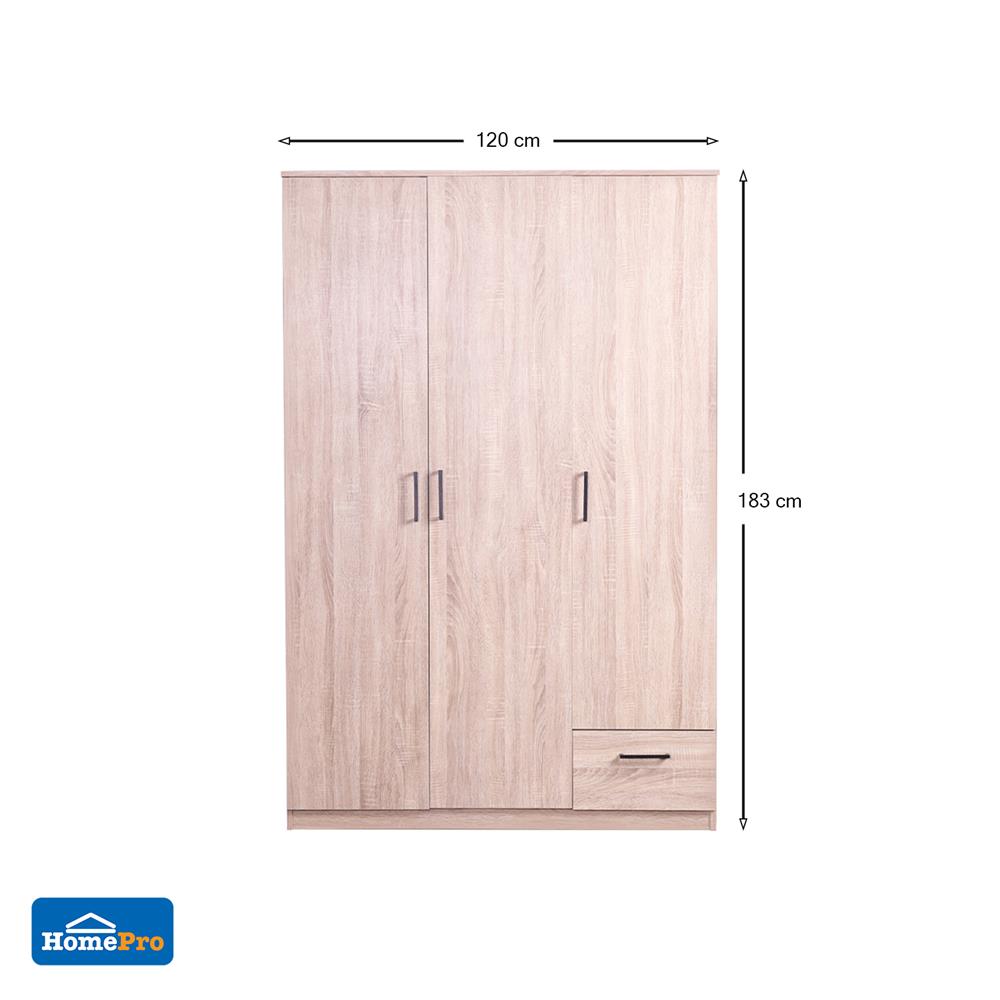 ตู้เสื้อผ้า 3 บานเปิด ME LIVING SUPRA สี SOLID OAK