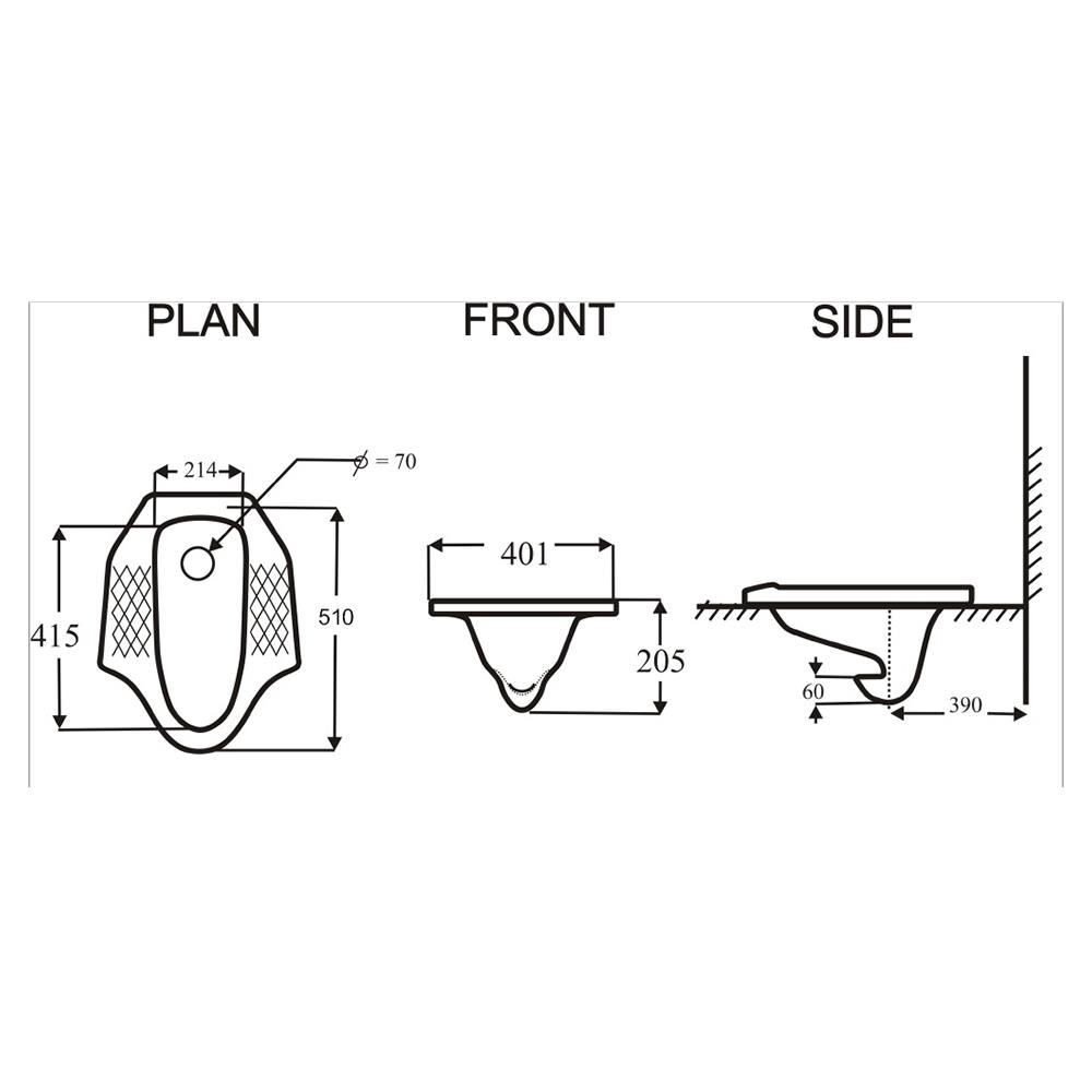 สุขภัณฑ์นั่งยอง ไม่มีฐาน CORAL CR601 สีขาว