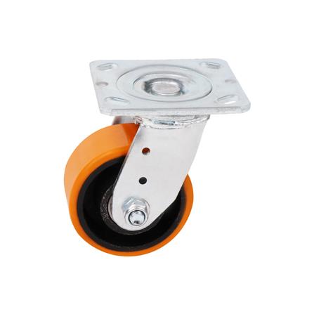 ลูกล้อโพลียูรีเทน PAREO แป้นหมุน ไม่มีเบรก 4 นิ้ว สัส้ม