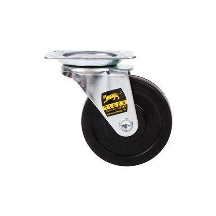 ลูกล้อยาง TIGER แป้นตาย มีเบรก 3 นิ้ว สีดำ