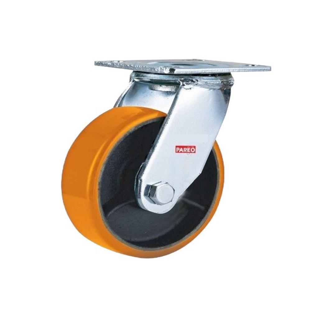 ลูกล้อโพลียูรีเทน PAREO MAX แป้นหมุน ไม่มีเบรก 8 นิ้ว สีส้ม