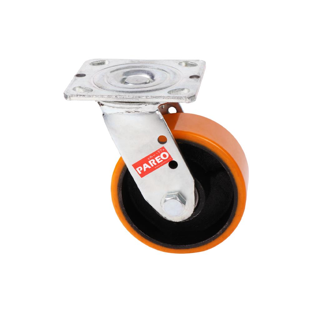 ลูกล้อโพลียูรีเทน PAREO แป้นหมุน ไม่มีเบรก 5 นิ้ว สีส้ม