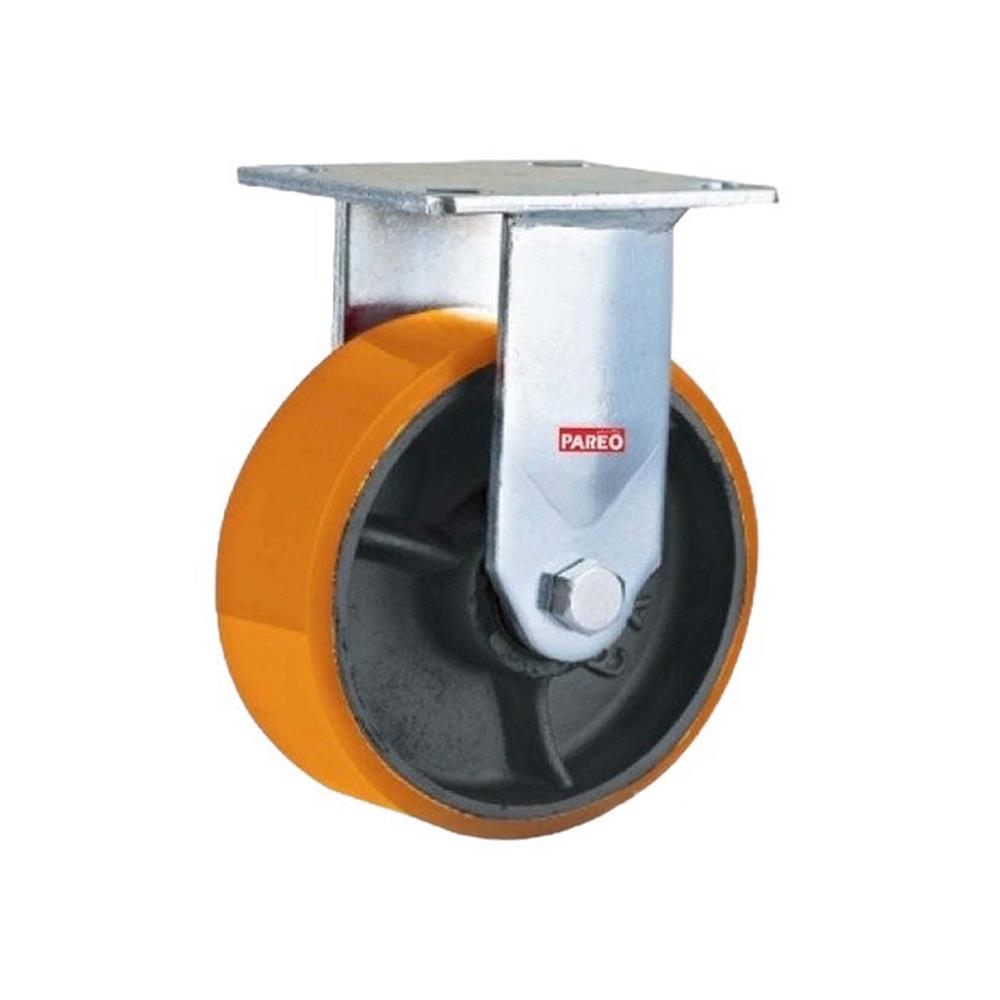 ลูกล้อโพลียูรีเทน PAREO MAX แป้นตาย ไม่มีเบรก 8 นิ้ว สีส้ม