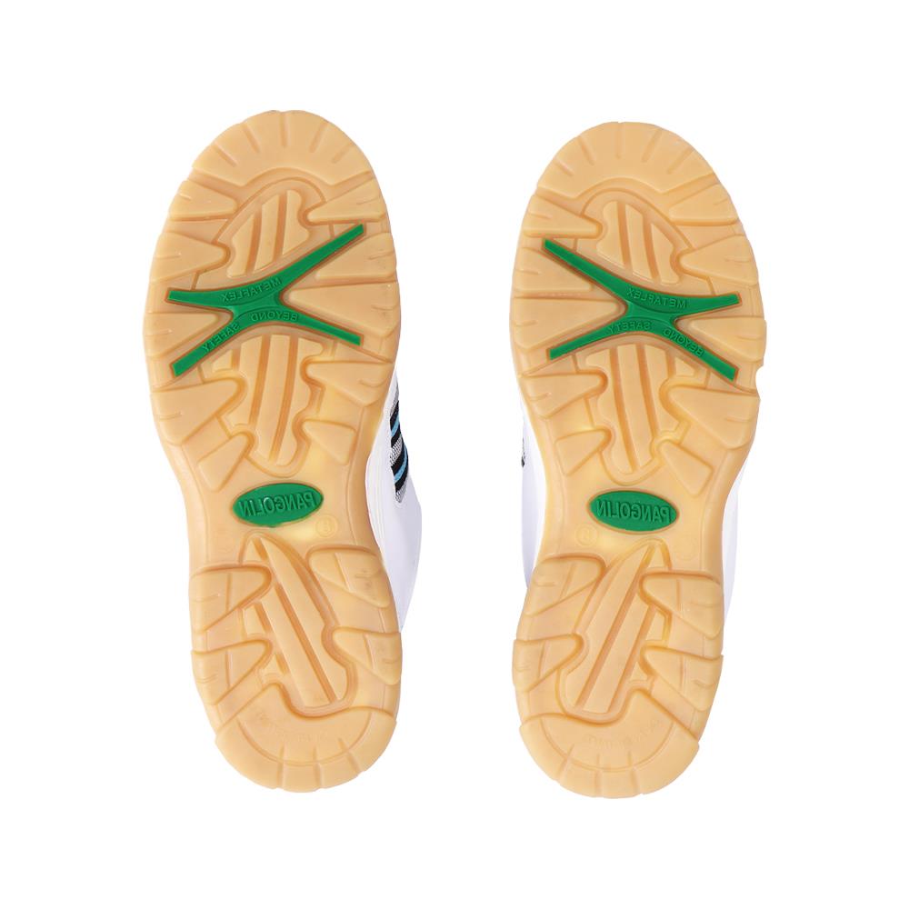 รองเท้านิรภัยหนังหุ้มส้น พื้นยาง PANGOLIN SPORT เบอร์ 8 สีขาว