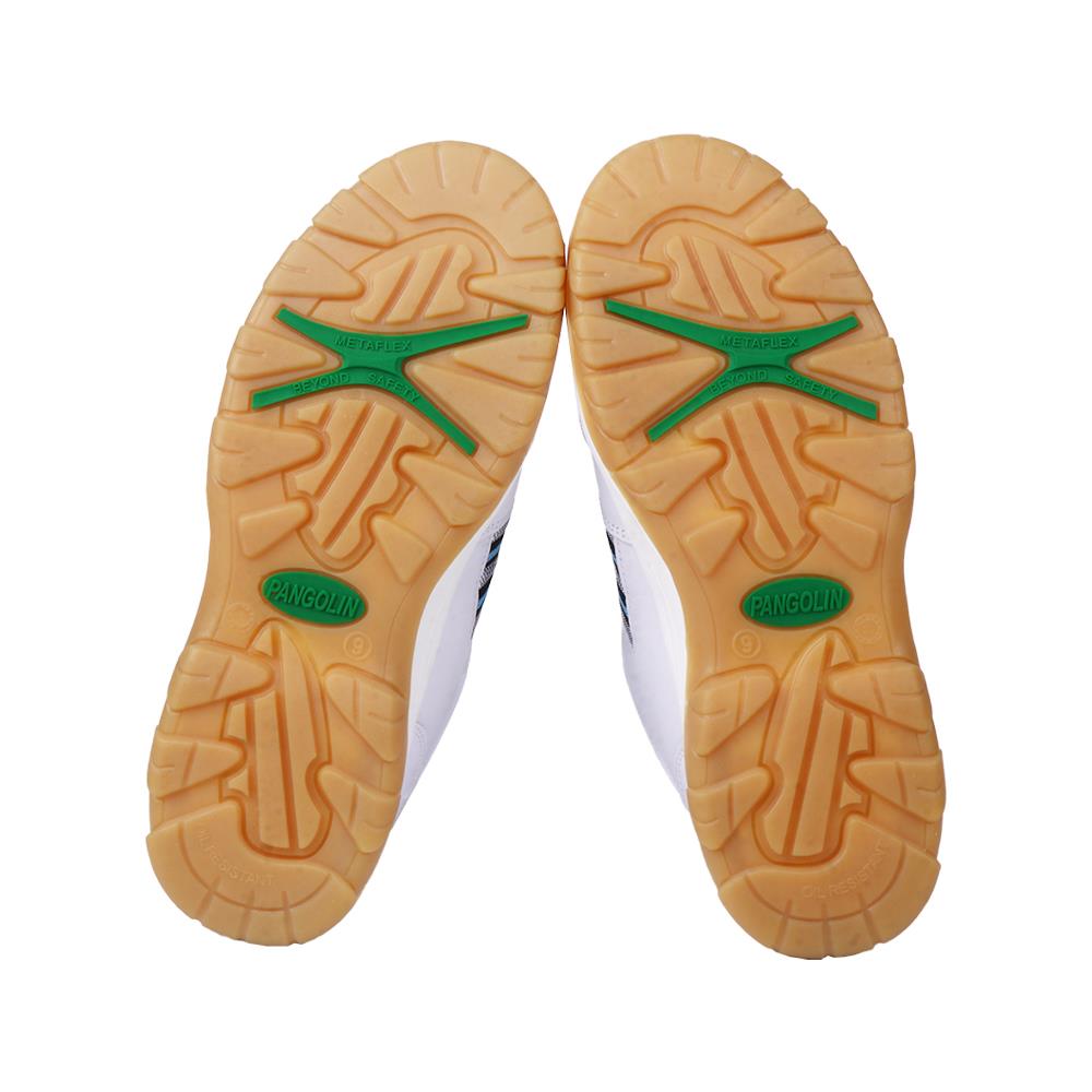 รองเท้านิรภัยหนังหุ้มส้น พื้นยาง PANGOLIN SPORT เบอร์ 9 สีขาว