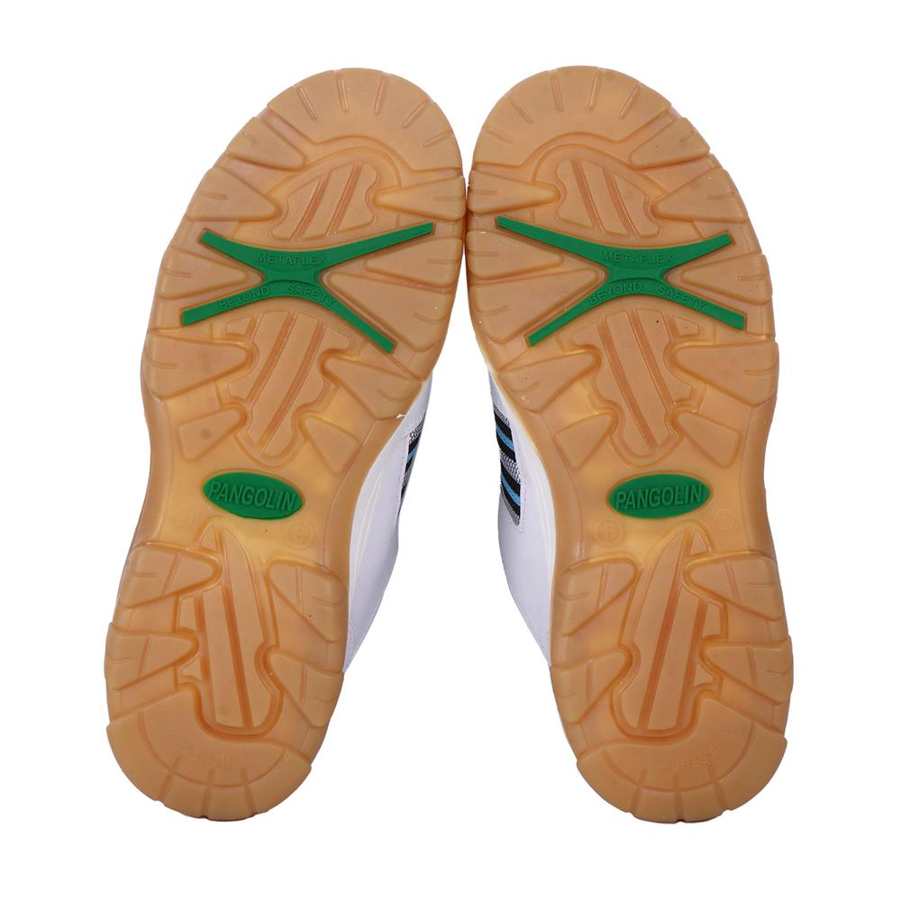 รองเท้านิรภัยหนังหุ้มส้น พื้นยาง PANGOLIN SPORT เบอร์ 6 สีขาว