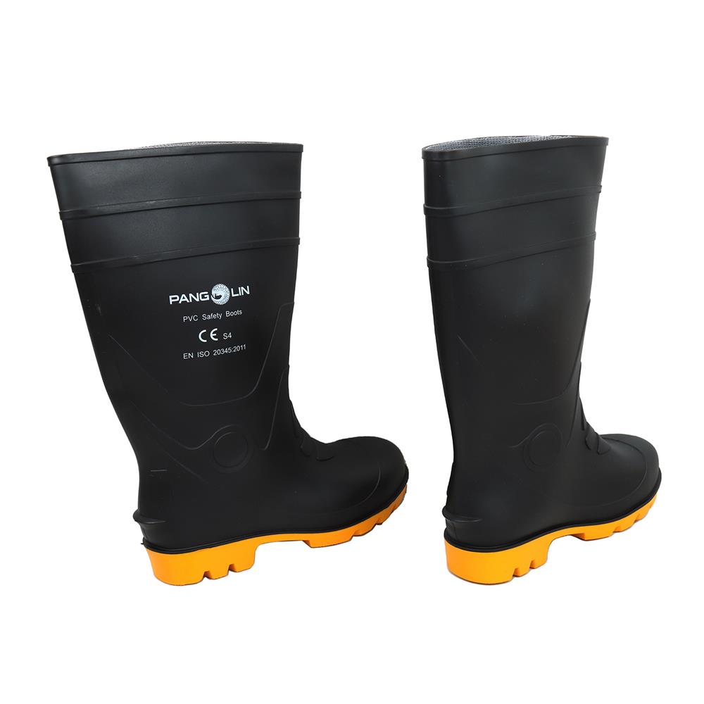 รองเท้าบูท PVC หัวเหล็ก PANGOLIN สูง 14 นิ้ว เบอร์ 7 สีดำ