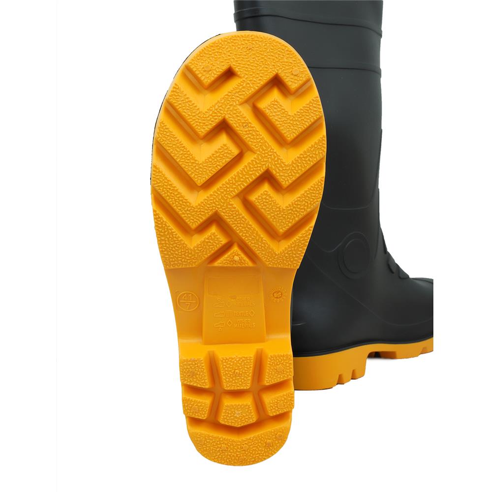 รองเท้าบูท PVC หัวเหล็ก PANGOLIN สูง 14 นิ้ว เบอร์ 7 สีดำ