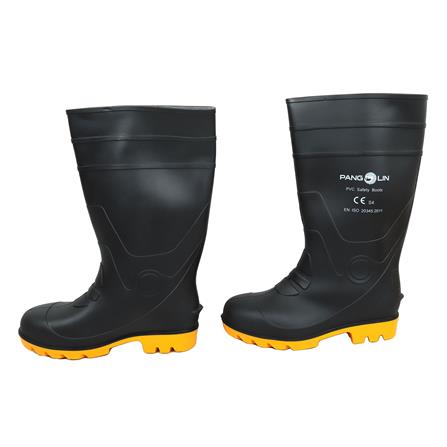 รองเท้าบูท PVC หัวเหล็ก PANGOLIN สูง 14 นิ้ว เบอร์ 7 สีดำ_1