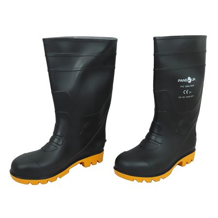 รองเท้าบูท PVC หัวเหล็ก PANGOLIN สูง 14 นิ้ว เบอร์ 9 สีดำ