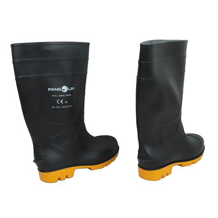 รองเท้าบูท PVC หัวเหล็ก PANGOLIN สูง 14 นิ้ว เบอร์ 9 สีดำ_1